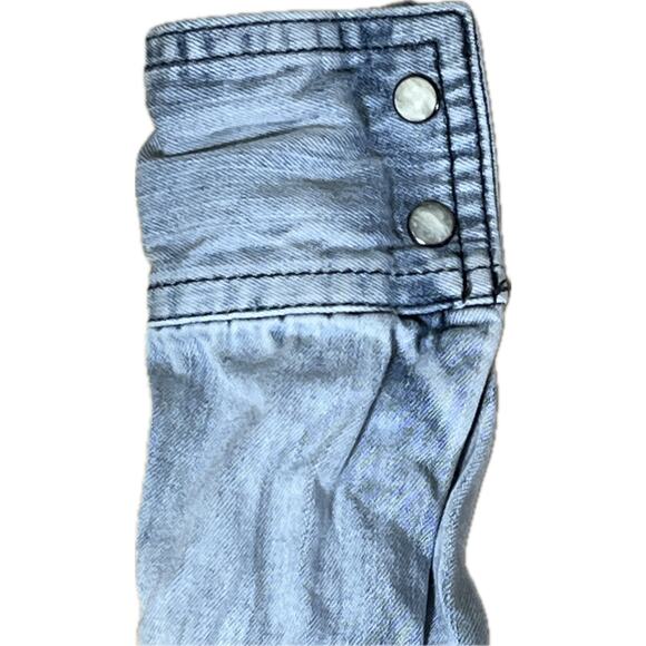 American Eagle Ombre Blue Denim Shirt Western Pearl Snap Faded Mens Large - Picture 5 of 9